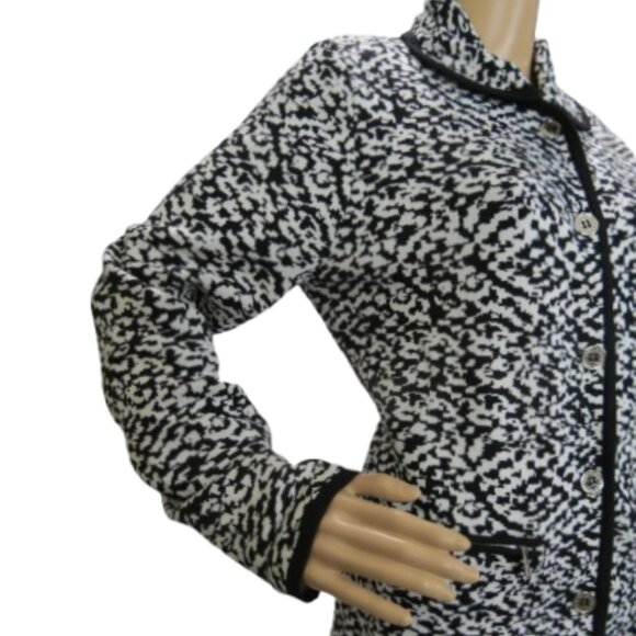 Karl Lagerfeld Black & White Button Up Cardigan - Picture 3 of 7